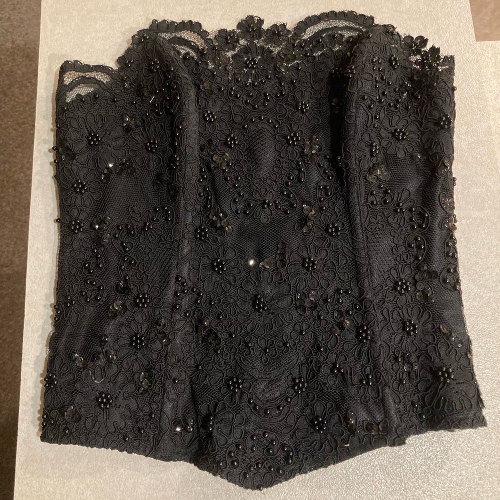 Vintage Victoria’s Secret corset - black lace with black sequins  NWT